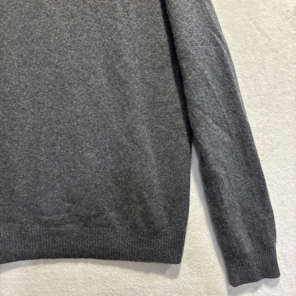 George 100% Cashmere Sweater Gray V Neck Pullover Long Sleeve Men's Medium 38 40